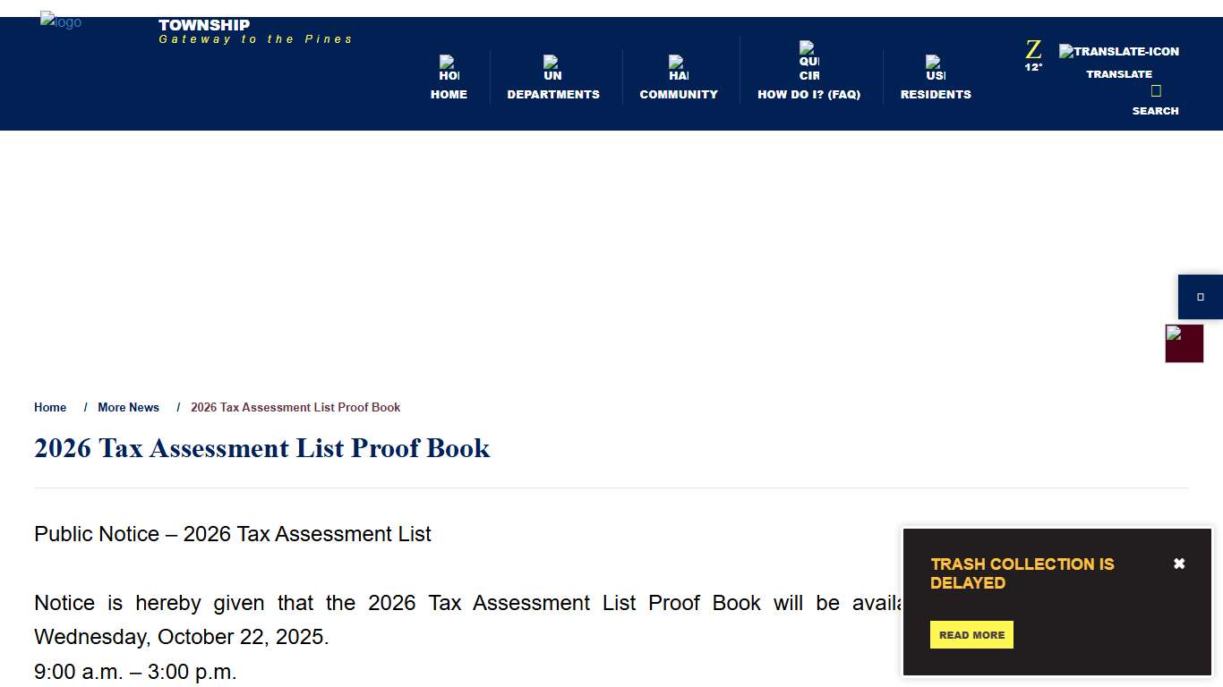 2026 Tax Assessment List Proof Book